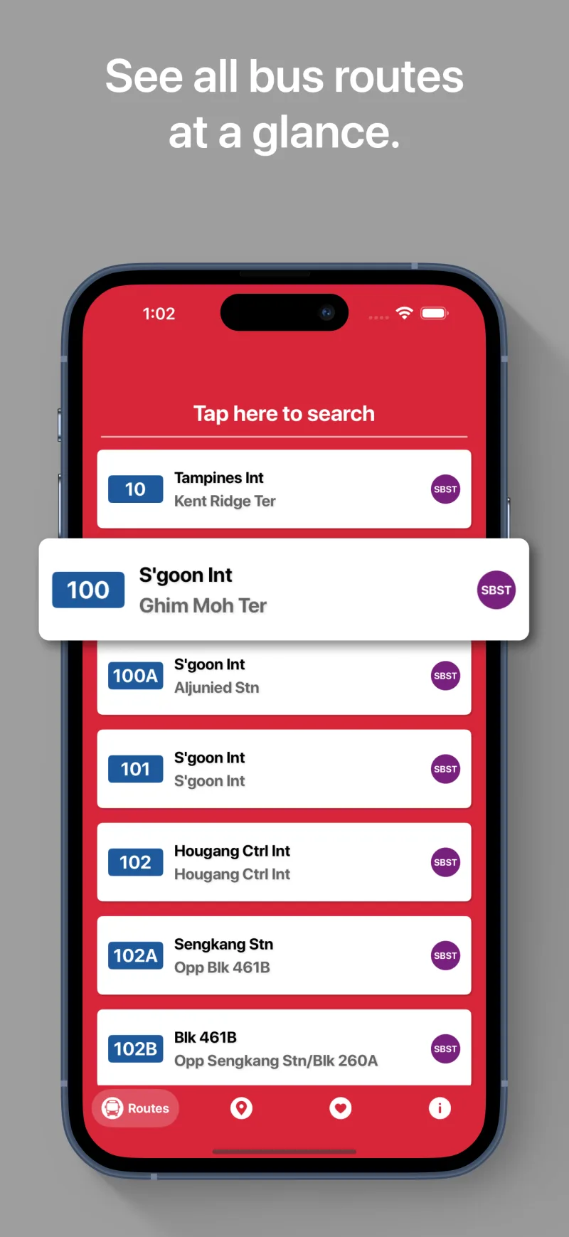 SGBUS route overview
